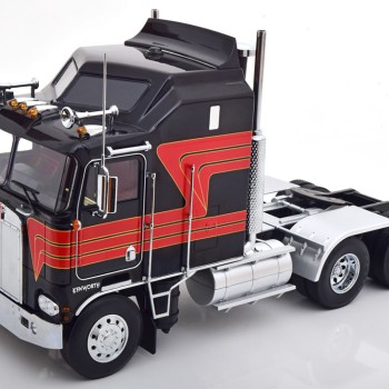 Road Kings RK180142 - 1976 Kenworth K100 Aerodyne Truck Black Red - Scale 1:18
