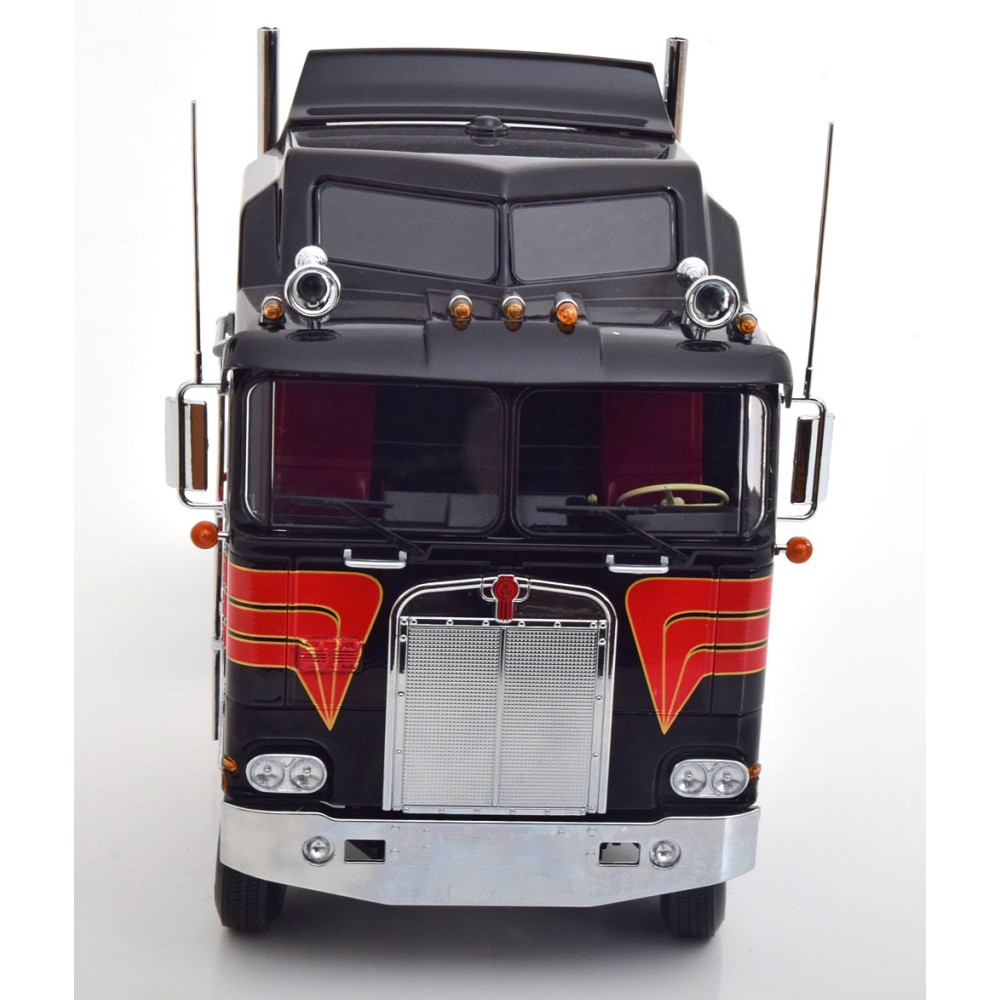 Road Kings RK180142 - 1976 Kenworth K100 Aerodyne Truck Black Red - Scale 1:18