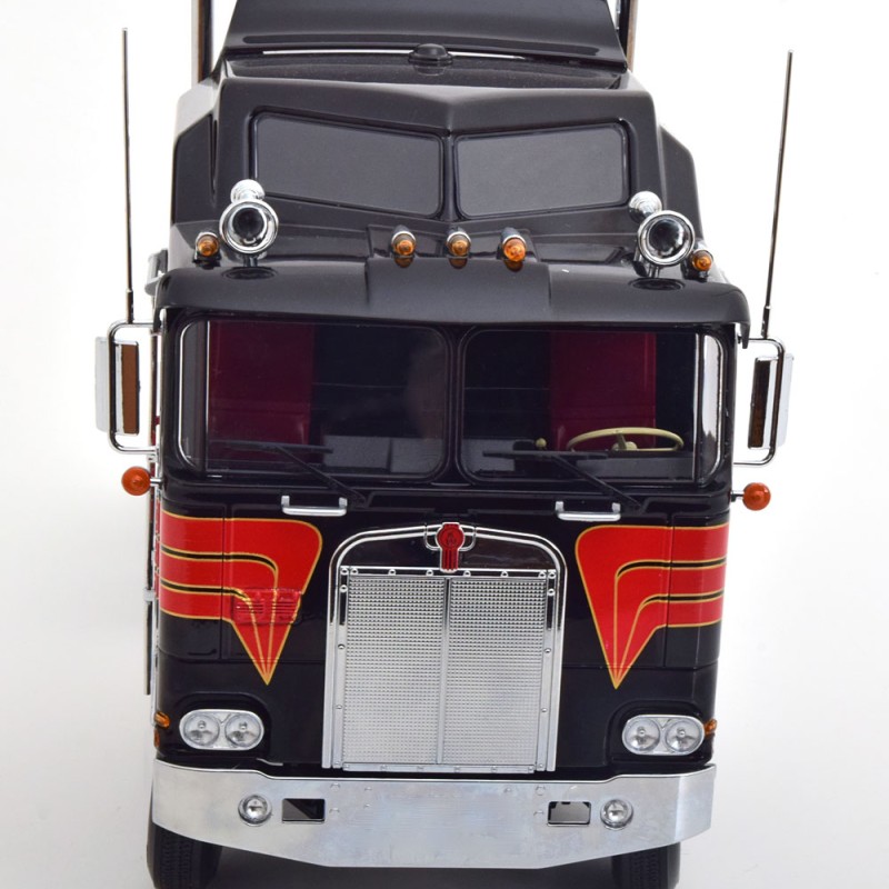 Road Kings RK180142 - 1976 Kenworth K100 Aerodyne Truck Black Red - Scale 1:18