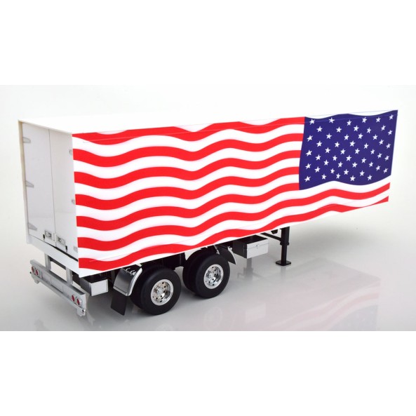 Road Kings RK180163 - 2 axle Semi Box Trailer Stars & Stripes American Flag - Scale 1:18