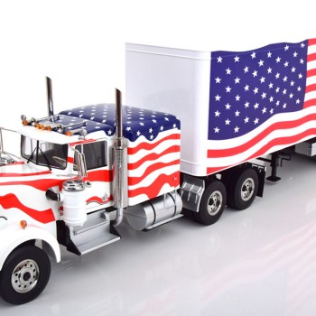Road Kings RK180163 - 2 axle Semi Box Trailer Stars & Stripes American Flag - Scale 1:18