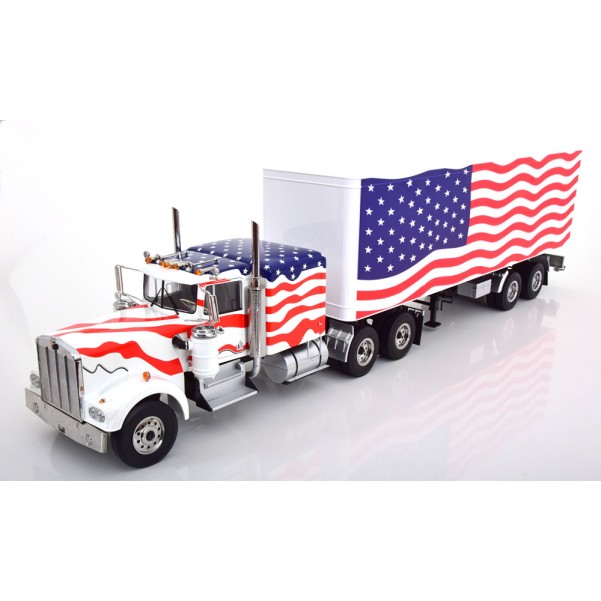 Road Kings RK180163 - 2 axle Semi Box Trailer Stars & Stripes American Flag - Scale 1:18