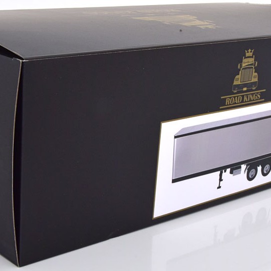 Road Kings RK180168 - 2 axle Semi Box Trailer Silver / Black - Scale 1:18