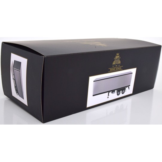 Road Kings RK180168 - 2 axle Semi Box Trailer Silver / Black - Scale 1:18