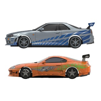 Scalextric C1465S Fast and Furious 25 Years Slot Car Racing Set Toyota Supra vs Nissan Skyline R34 1:32