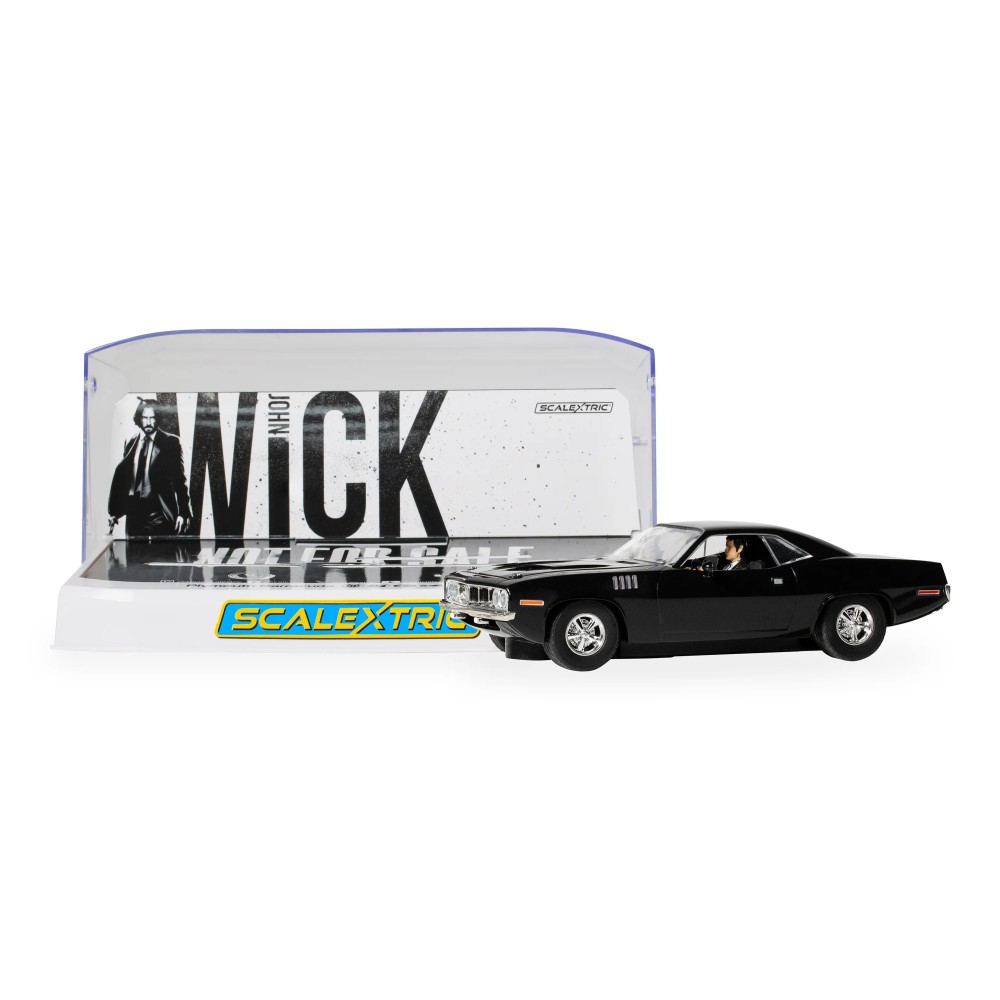 Scalextric C4595 Plymouth Barracuda Slot Car - John Wick Chapter 4 Slot Car 1:32 Scale