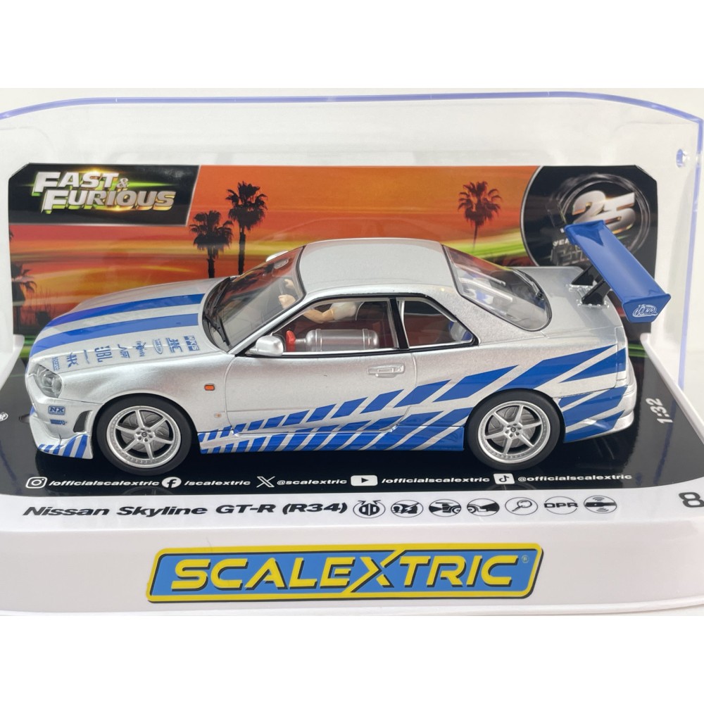 Scalextric C4674 Nissan Skyline GT-R (R34) - 2 Fast 2 Furious Slot Car 1:32 Scale