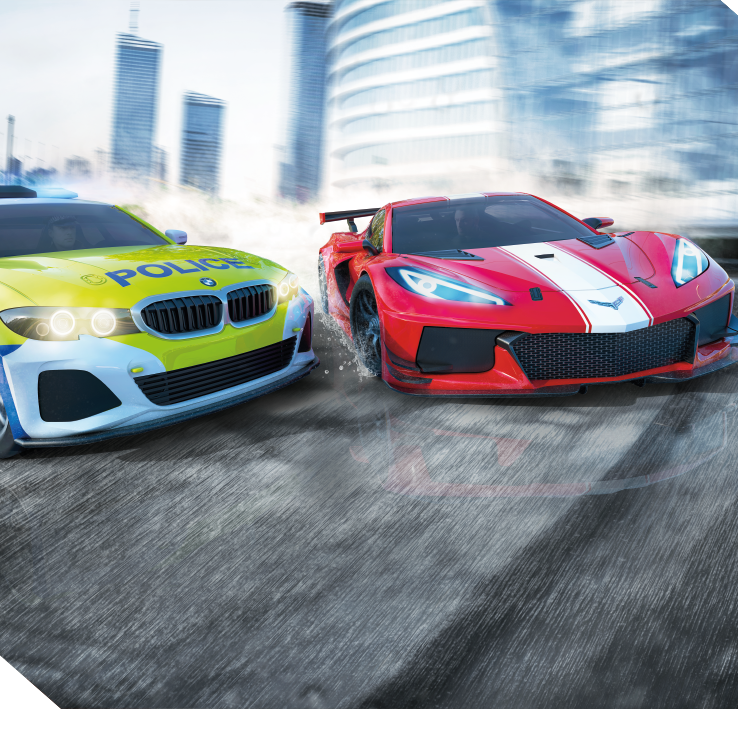 Scalextric C1433 Police Chase Slot Car Racing Set BMW 330i Police Car Vs Corvette C8R 1:32