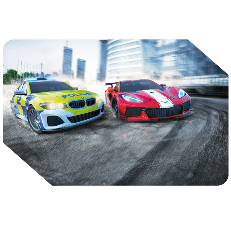 Scalextric C1433 Police Chase Slot Car Racing Set BMW 330i Police Car Vs Corvette C8R 1:32
