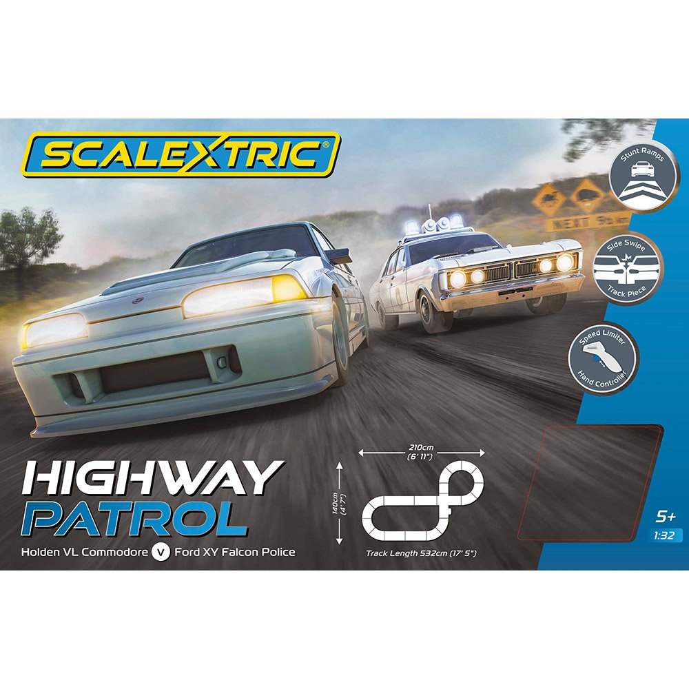 Scalextric C1453  Australian Highway Patrol Slot Car Set Holden VL Walkinshaw Group A v Ford XY Falcon Police Car 1:32