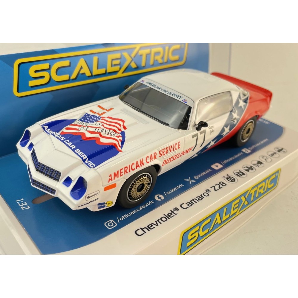 Scalextric C4300 Chevrolet Camaro Z28 No 77 Peter John DTM 1982 Slot Car 1:32 Scale