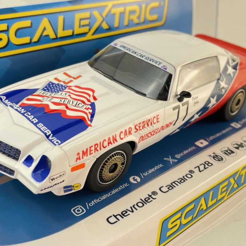 Scalextric C4300 Chevrolet Camaro Z28 No 77 Peter John DTM 1982 Slot Car 1:32 Scale