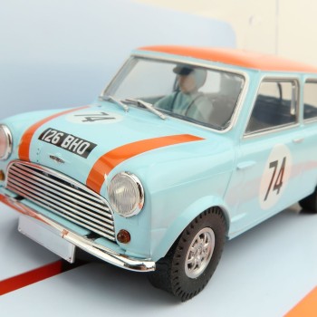 Scalextric C4325 Austin Mini Cooper S Gulf Edition Nick Riley Slot Car 1:32 Scale