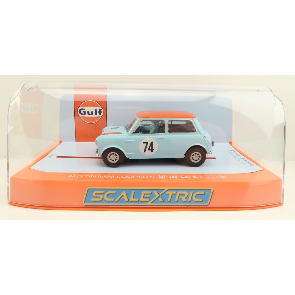 Scalextric C4325 Austin Mini Cooper S Gulf Edition Nick Riley Slot Car 1:32 Scale