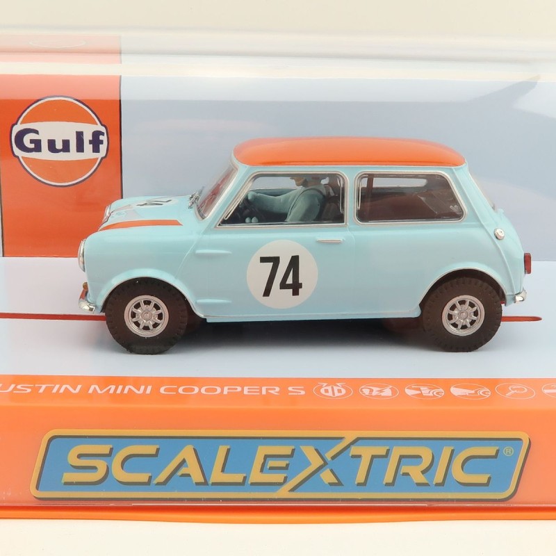 Scalextric C4325 Austin Mini Cooper S Gulf Edition Nick Riley Slot Car 1:32 Scale