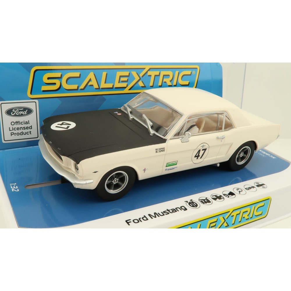 Scalextric C4353 Ford Mustang - Bill and Fred Shepherd - Goodwood Revival Slot Car 1:32 Scale