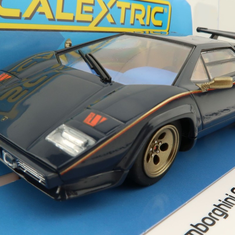 Scalextric C4411 Lamborghini Countach Walter Wolf - Blue + Gold Slot Car 1:32 Scale