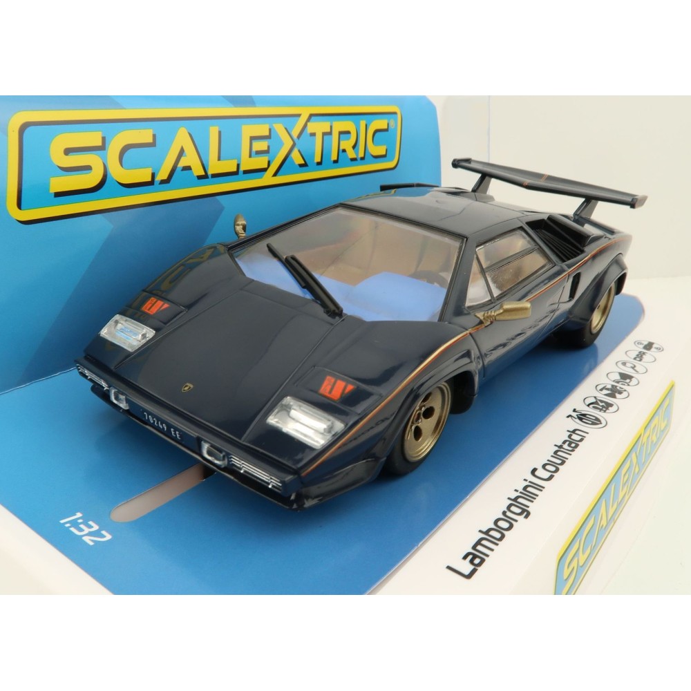 Scalextric C4411 Lamborghini Countach Walter Wolf - Blue + Gold Slot Car 1:32 Scale