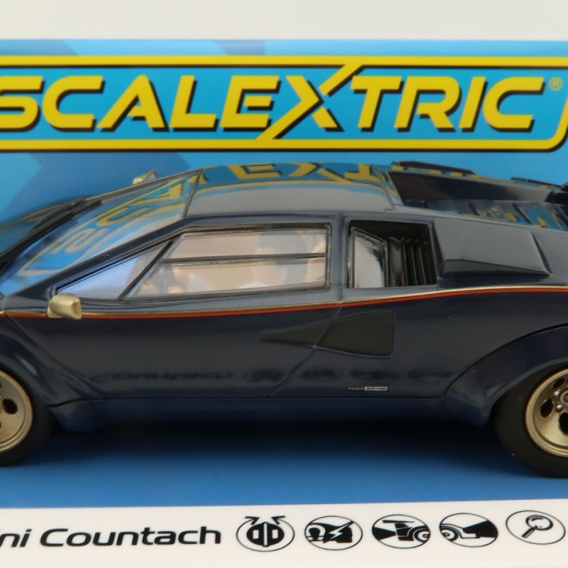 Scalextric C4411 Lamborghini Countach Walter Wolf - Blue + Gold Slot Car 1:32 Scale
