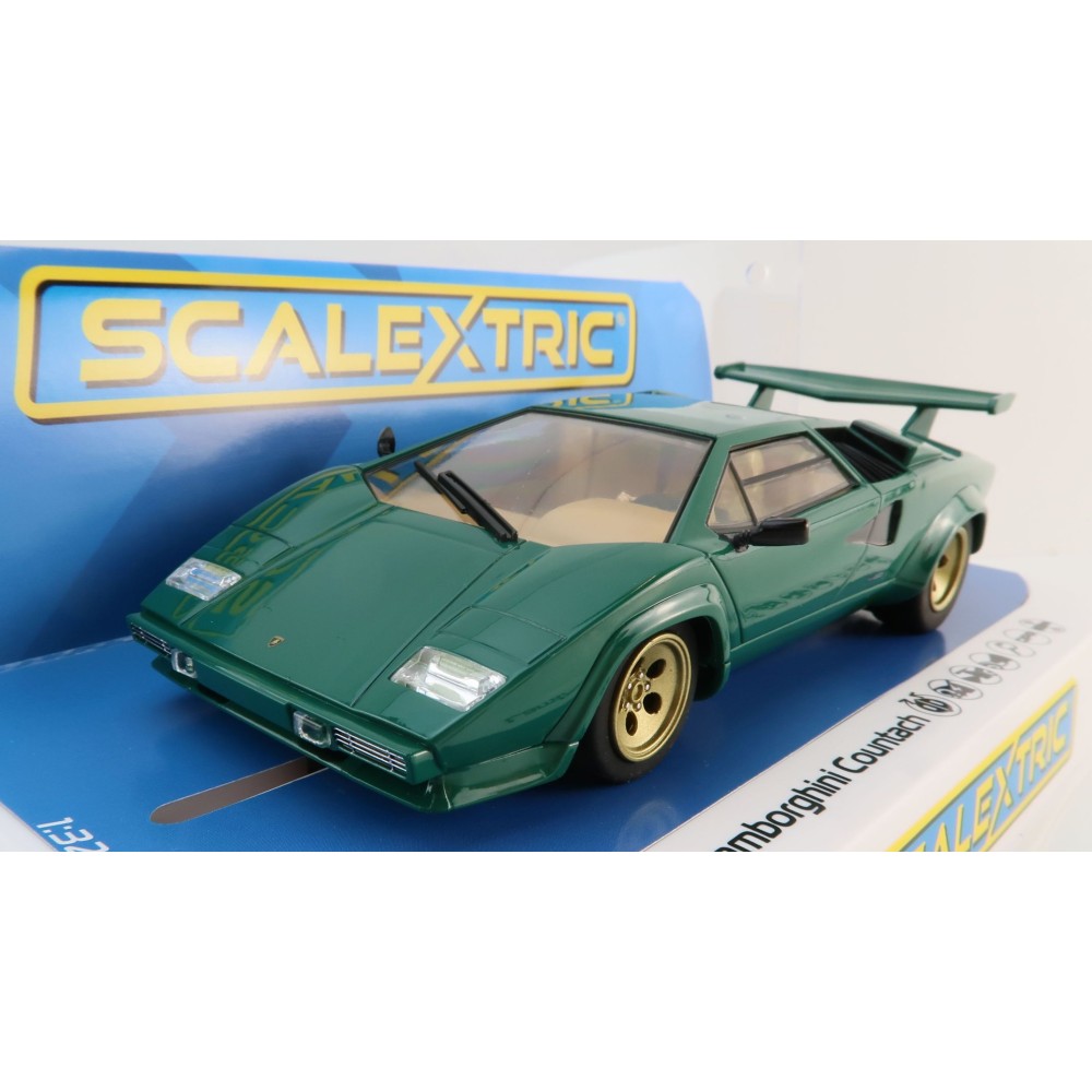 Scalextric C4500 Lamborghini Countach - Green + Gold Slot Car 1:32 Scale