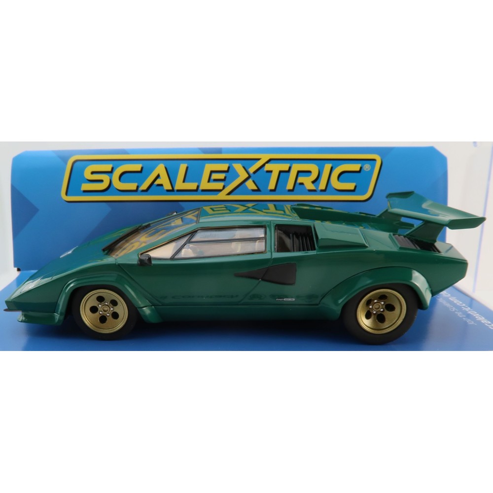 Scalextric C4500 Lamborghini Countach - Green + Gold Slot Car 1:32 Scale