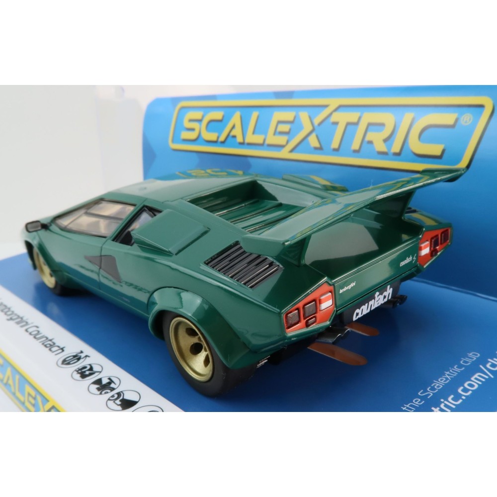 Scalextric C4500 Lamborghini Countach - Green + Gold Slot Car 1:32 Scale