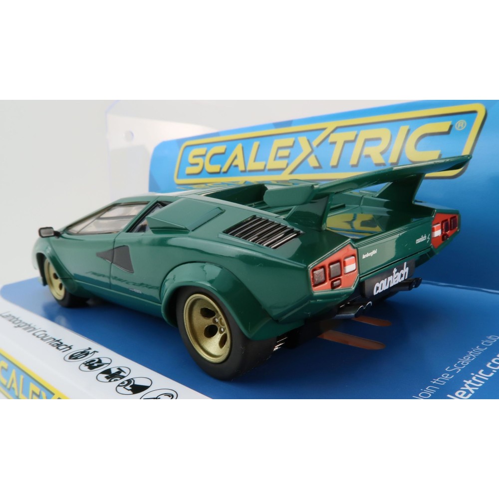 Scalextric C4500 Lamborghini Countach - Green + Gold Slot Car 1:32 Scale