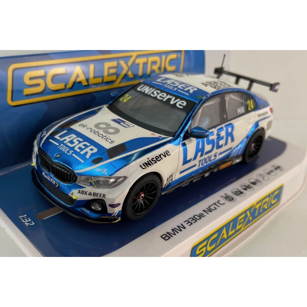 Scalextric C4526 BMW 330E NGTC Laser Tools Jake Hill 2023 Slot Car 1:32 Scale