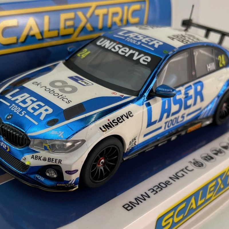 Scalextric C4526 BMW 330E NGTC Laser Tools Jake Hill 2023 Slot Car 1:32 Scale