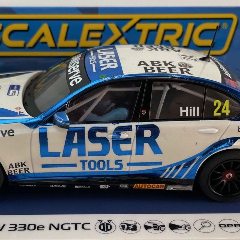 Scalextric C4526 BMW 330E NGTC Laser Tools Jake Hill 2023 Slot Car 1:32 Scale