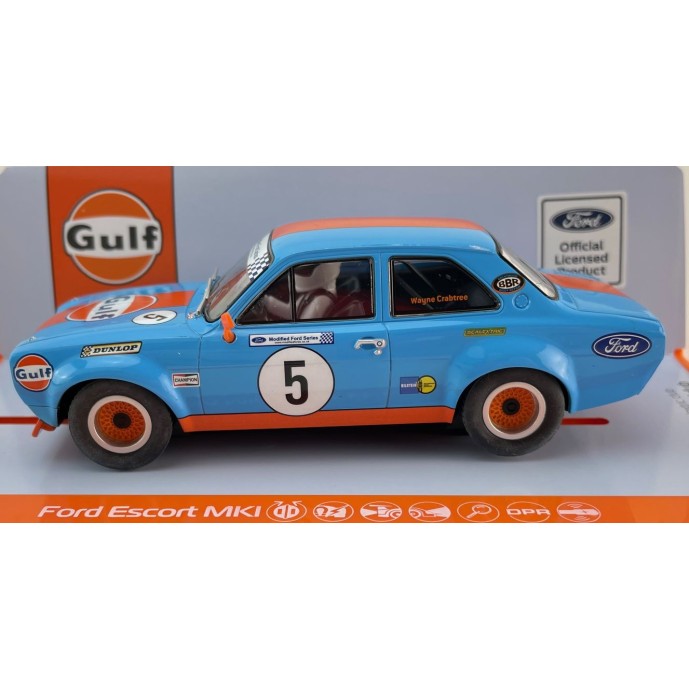 Scalextric C4530 Ford Escort MK1 Wayne Crabtree Fords 2023 Gulf Slot Car 1:32 Scale