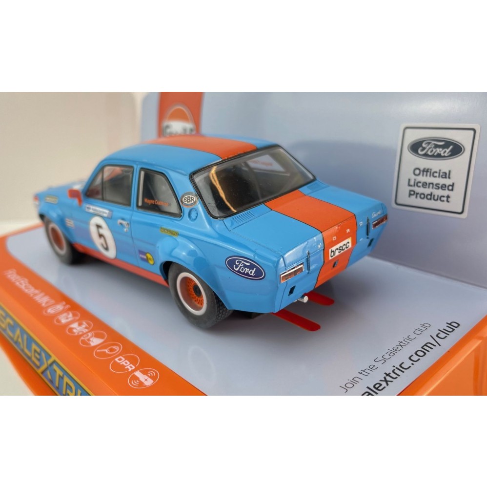 Scalextric C4530 Ford Escort MK1 Wayne Crabtree Fords 2023 Gulf Slot Car 1:32 Scale