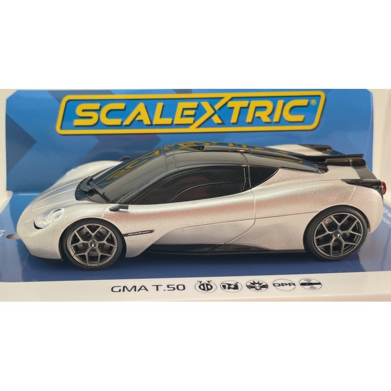 Scalextric C4568 GMA T.50 Hypercar Silver with Black Roof Slot Car 1:32 Scale