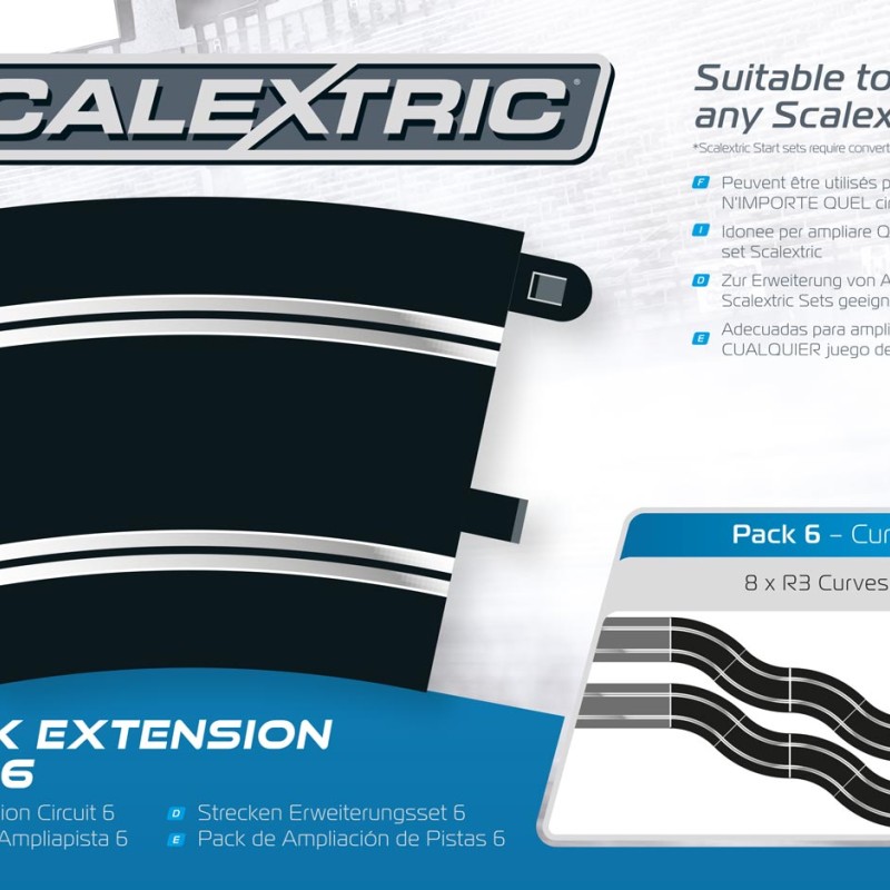 Scalextric C8555 - Track Extension Pack 6 - 8x R3 Curves - Scale 1:32
