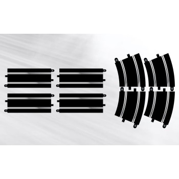 Scalextric C8556 - Track Extension Pack 7 - 4x Standard Straights x 4 R3 Curves  - Scale 1:32