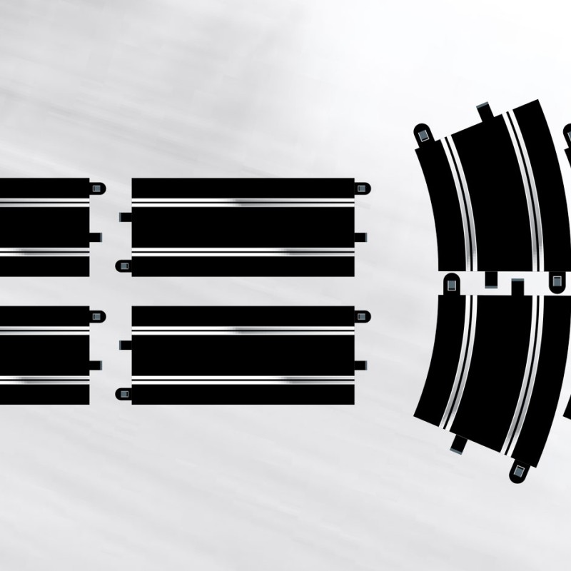 Scalextric C8556 - Track Extension Pack 7 - 4x Standard Straights x 4 R3 Curves  - Scale 1:32