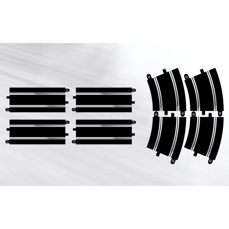Scalextric C8556 - Track Extension Pack 7 - 4x Standard Straights x 4 R3 Curves  - Scale 1:32