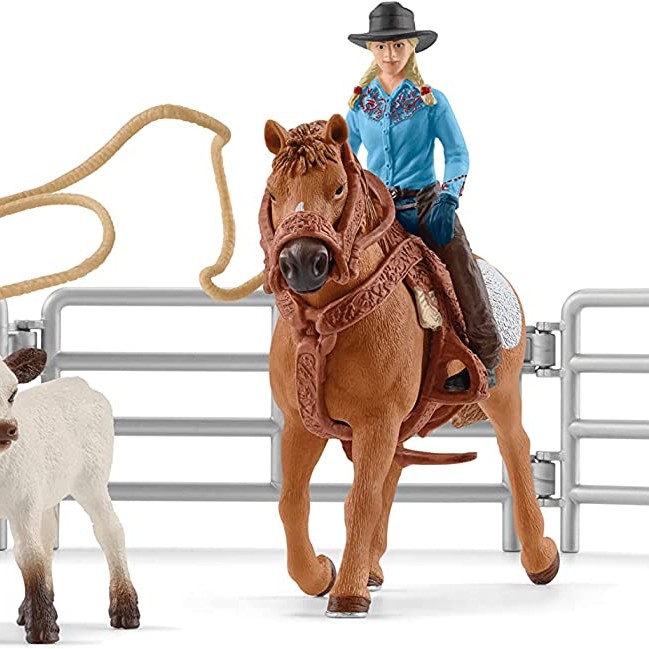 Schleich 42577 - Cowgirl team Roping Fun