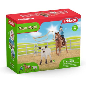 Schleich 42577 - Cowgirl team Roping Fun
