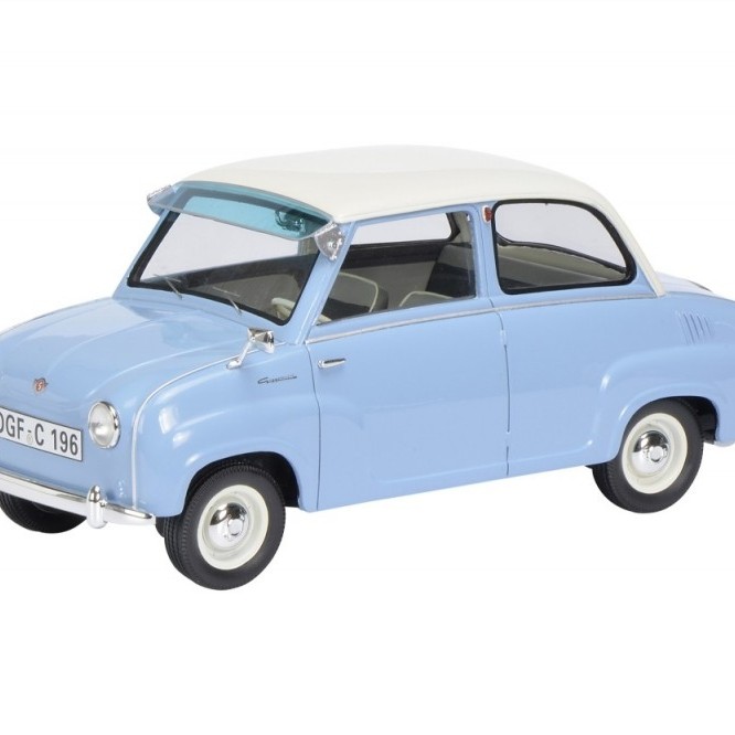 Schuco 450009600 Goggomobil Limousine Resin Blue & White 1:18
