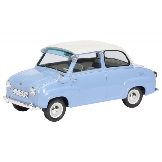 Schuco 450009600 Goggomobil Limousine Resin Blue & White 1:18