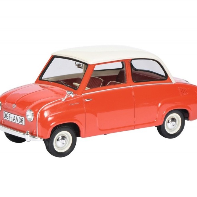 Schuco 450009700 Goggomobil Limousine Resin Red & White 1:18