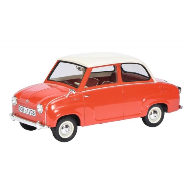 Schuco 450009700 Goggomobil Limousine Resin Red & White 1:18