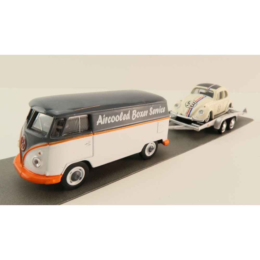 Schuco 452033400 Volkswagen VW T1 with Trailer and VW Beetle Herbie No 53 - Scale 1:64