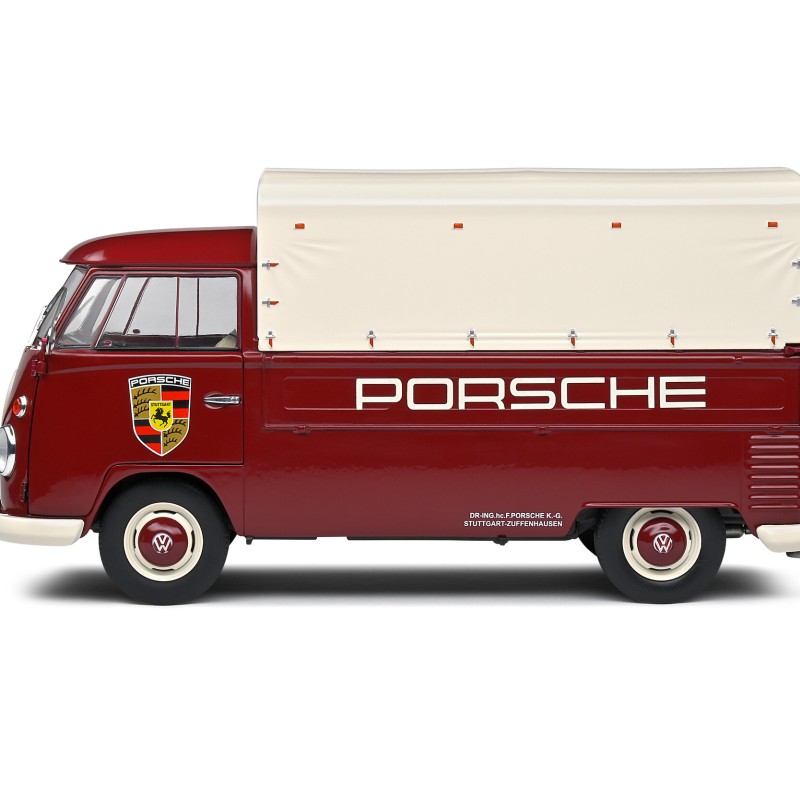 Solido S1806707 VW Volkswagen T1 Pick Up Combi Porsche Service 1950 Red - Scale 1:18