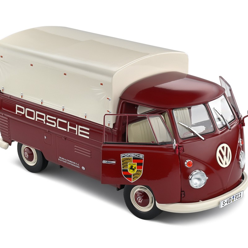 Solido S1806707 VW Volkswagen T1 Pick Up Combi Porsche Service 1950 Red - Scale 1:18