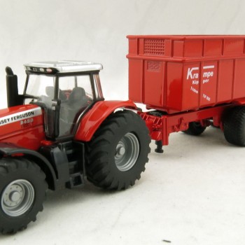 Siku 1844 - Massey Ferguson MF8480 Tractor with Krampe Trailer - Scale 1:87