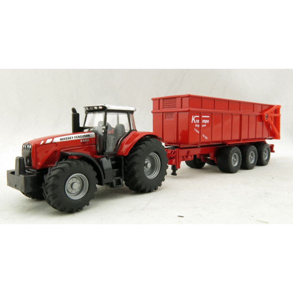 Siku 1844 - Massey Ferguson MF8480 Tractor with Krampe Trailer - Scale 1:87