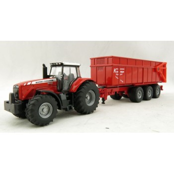 Siku 1844 - Massey Ferguson MF8480 Tractor with Krampe Trailer - Scale 1:87