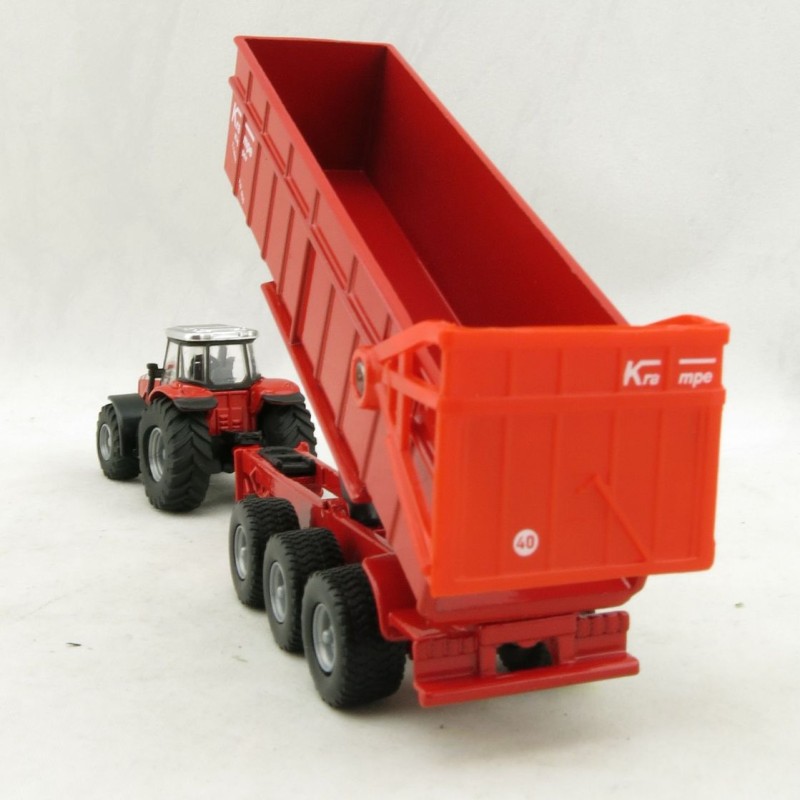 Siku 1844 - Massey Ferguson MF8480 Tractor with Krampe Trailer - Scale 1:87